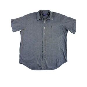 Ralph‎ Lauren Golf Shirt Men's Sz XL Black Houndstooth 100% Cotton Short Sleeve